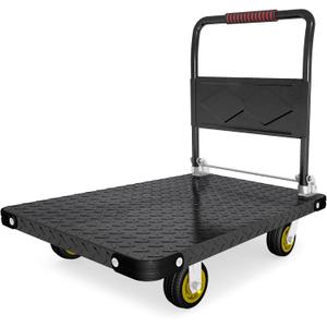 Platform Truck, Foldable Flatbed Cart Heavy Duty Push Cart Dolly Large Platform w/ 5'' Swivel Wheels 2000LBS Capacity Moving Hand Dolly for Groceries, Garage, Warehouse (35'' L x 22.5'' W)