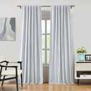 ZJDECOR Blue Striped Blackout Curtains 84 Inches Length,Ticking Stripe on White Cotton Blended Light Filtering Fabric with White Liner,Modern Bedroom Window Treatment,Back Tab Rod Pocket,55" Wx84 Lx2