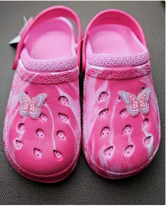 Butterfly Size 3 Pink Children's Clogs Slip-on Slides Non-Slip Pool Beach Butterfly Size 3 Pink Children's Clogs Slip-on Slides Non-Slip Pool Beach