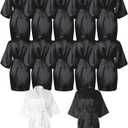 12 Pcs Kimono Robes for Women Silky Bride Bridesmaids Robe Lightweight Short Satin for Wedding Bridal Birthday Party (One Size, White, Black)