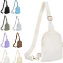 VOROLO Sling Bag Sling Chest Bag with Two Parallel Zipper and Ajustable Strap Fashion Sling Pack Beige
