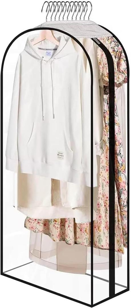 Clear Garment Bags for Open Closet 40"/ Zippered Plastic Suit Covers for Men & Women/Hanging Clothes Storage for Dress, Coat, Shirt (1Pcs 40 inch)