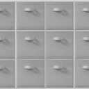 11x11 Inch Storage Bins Cubes, Fabric Foldable Storage Box, Collapsible Closet Organizer for Clothes, Blankets, Office, Bedroom, Living Room, Shelf Cabinet, Bookcase, Gray, 12 Pack (Grey)