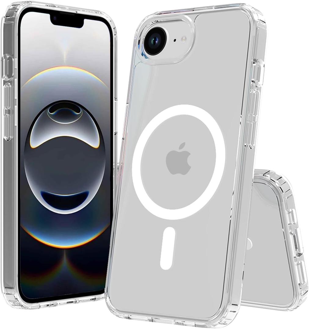 2025 Magnetic for iPhone 16E (SE4) Case,Military Grade Drop Tested,Shockproof Anti-Scratch Clear Thin Slim Phone Case.Clear Magnetic.