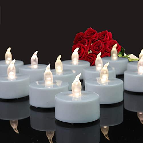 Tappovaly Battery Operated LED Tea Lights:24 Pack Flameless Votive Candles Lamp Realistic and Bright Flickering Long Lasting 200Hours for Wedding Holiday Party Home Decoration (Warm White)
