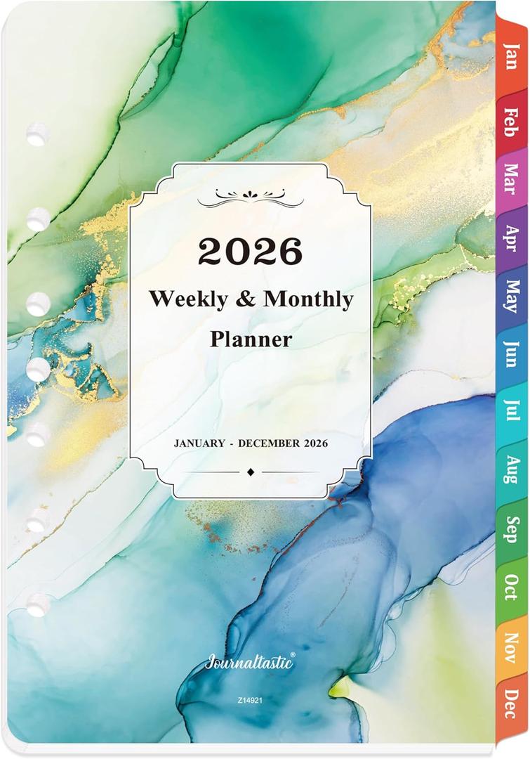 2026 Planner Refills - Planner Refills 2026, JAN 2026 - DEC 2026, A5 Planner Inserts, 2026 Weekly and Monthly Planner Refill, 5.5 x 8.5 inch, 7 Holes - Green