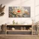 QSQ Canvas Art Wall Decor Yellow Floral Wall Art For Living Room Modern Canvas Wall Decor White Flower Art Prints Pictures For Bedroom Hotel Home Decoration 24 X 48 Inch