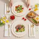 supernal 100pcs Ivory Plastic Plates Fancy Disposable Scalloped Plates for Party Heavy Duty for Party,Wedding,Brthdays Bridal Shower Plate Include 50 Plastic Dinner & Dessert Plate