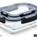 Liuruiyu 2 Pack Glass Food Storage Containers with Lids, Meal Prep Containers, Airtight Bento Boxes with Leak Proof Locking for Microwave, Oven, Freezer and Dishwasher, BPA Free