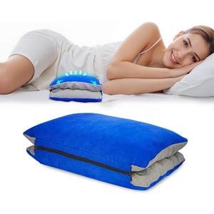 JefDiee Inflatable Camping Lumbar Pillow with Memory Foam and Washable Cover Travel Pillow for Airplanes, Camping (Azure, Standard)