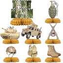 Outego Army Party Centerpiece Set - 3D Tank Honeycomb Army Birthday Decorations and Army Table Toppers for Kids' Military-Themed Birthday and Baby Shower Table Decor
