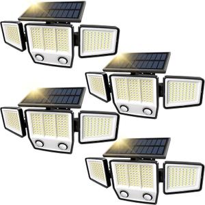 Solar Motion Sensor Outdoor Lights Waterproof - 3000LM 3 Modes Security Lights Outdoor 270 Illumination IP65 LED Solar Flood Wall Light for Garden Yard Patio Pathway (Modern, 2)