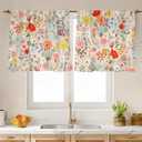 Kitchen Curtains (2 Pcs) Over Sink for Bathroom Window Cafe Basement Cortinas para Cocina Farmhouse Short Mini Curtain Flower Floral Summer Elegant Country Rustic Modern Cute - 2624"