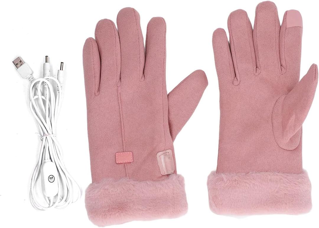 Asixxsix Heated Gloves, USB Heated Electric Heating Glove Windproof Touchscreen Gloves Comfortable Cotton Liners Hand Warmer for Men Women Winter Climbing Hiking Cycling Sports