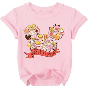 Magic Kingdom Shirt Boys and Girls Best Day Ever Shirts Colorful Snacks Graphic T-Shirt Toddler Baby Foodie Tee Tops (5-6 Years, Pink)