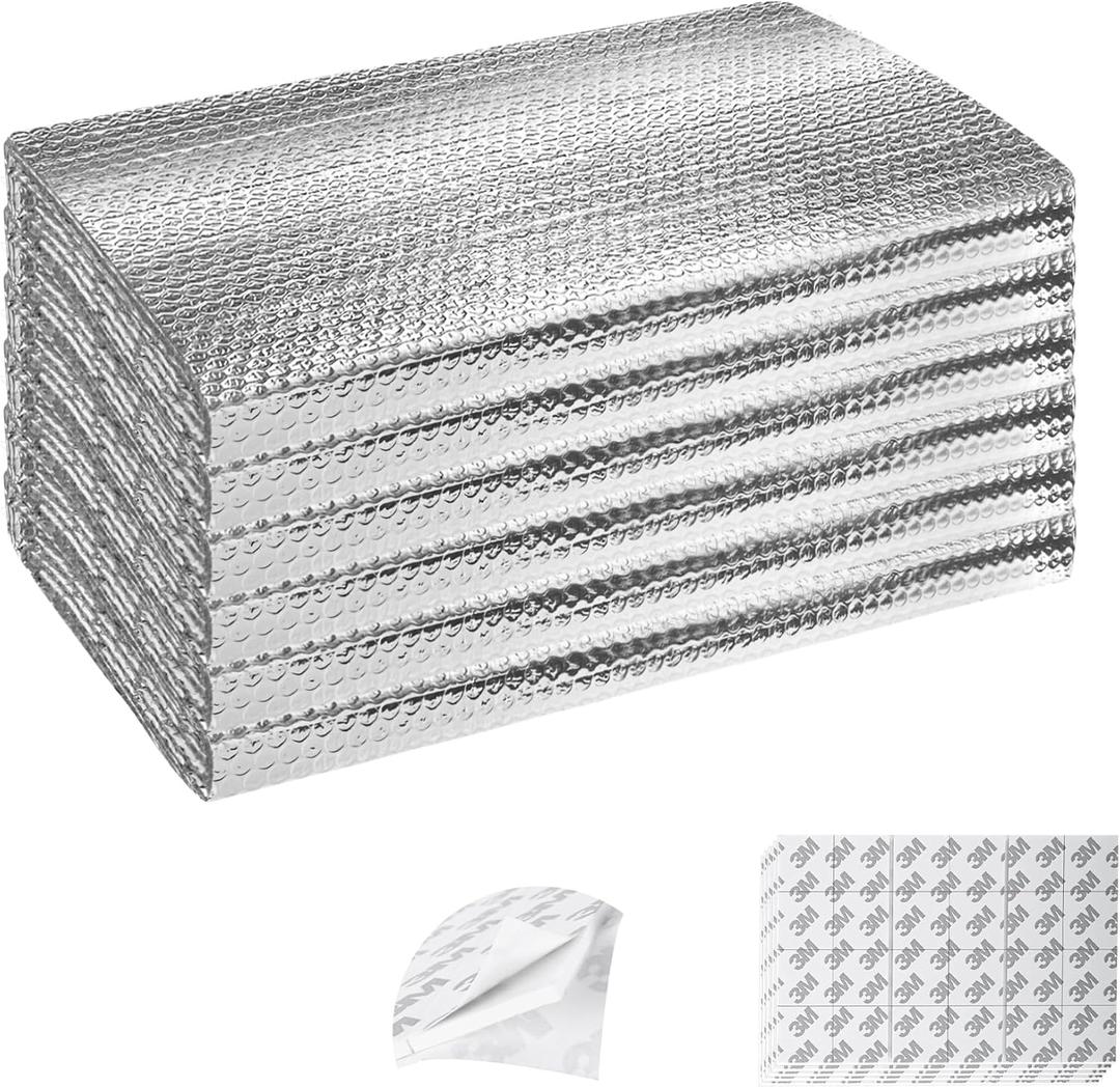 ToLanbbt Garage Door Insulation Kit 6P Double Bubble Window Heat Insulation Panels, 6MM 24" x 48" Reflective Aluminum Foil Summer/Winter Barrier Sheets with 120 Adhesive Tapes for Garage Attic Wall