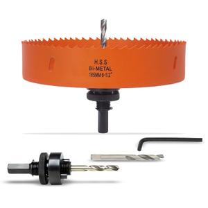 6.5 Inch Hole Saw with Arbor for Metal Wood Plastic, 6-1/2 in Bi-Metal Hole Cutter for Different Project with Smooth and Flat Drilling Edge, Fast Chip Removal,Lighter and Portable