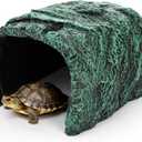 Cididu Reptile Hide Rock Cave, Resin Habitat Hidden for Terrarium and Aquarium Decor, Green Hideout Hide Cave Fit for Bearded Dragons, Lizards, Snakes, Geckos, Tortoises, Small Animals, Amphibians