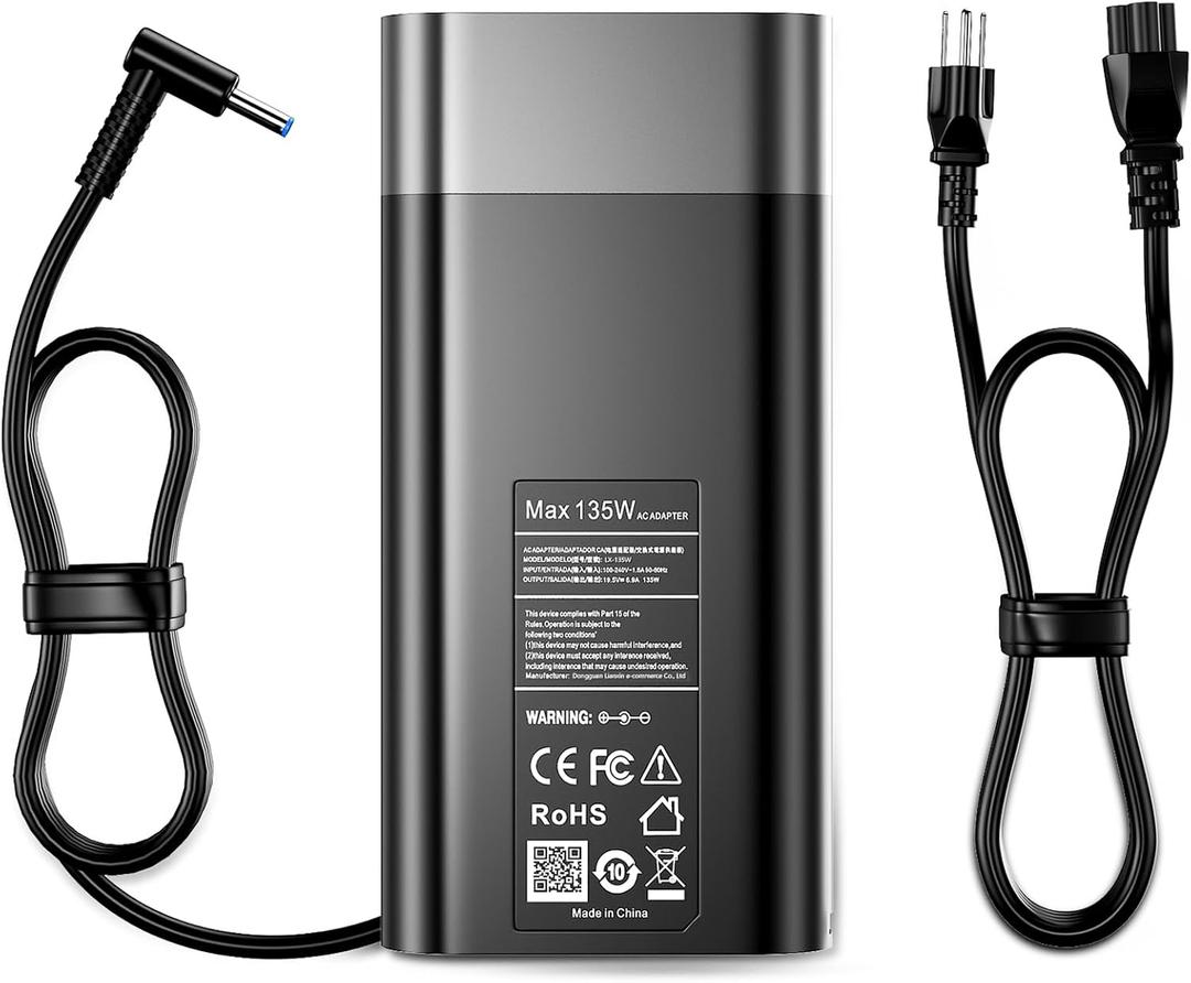 135W Laptop Charger Compatible with HP Spectre X360 15 16 15t-df100 15-df 16t-f10 16-f2097nr Omen 15 17 Pavilion Gaming 15 16 ZBook Studio G5 G6 G7 TPN-DA11 l15534-001 Power Cord