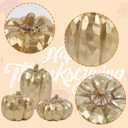 winemana 3 Pack Gold Pumpkins Thanksgiving Decorations- Fall Decor for Home, Table, Fireplace Mantel, Office, Elegant Decorative Pumpkin Autumn Indoor Decor