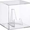 Clear Acrylic Souvenir Collectables Display Case Holder Box, Acrylic Easel Display Stand Box and Stand Holder for Watches Capsules Challenge Medals Chips Photo Crystal Carvings Display, 4Inch