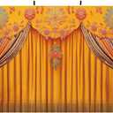 Indian Backdrop 7x5ft India Pooja Marigold Yellow Curtain Photography Background for Wedding Diwali Traditional Festival Party Decorations