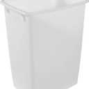 Rubbermaid Small Kitchen Bathroom Trash Can, 9 Gallons, White, Waste Basket for Under Counter/Kitchen/Office/Bedroom/Bathroom