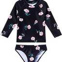 Snowheart Girls Rash Guard Sets Long Sleeves Swimsuit 2 Pieces Tankini Bathing Suit Swimwear for Girls Size 105