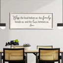 Bless the Food Before Us Sign Wall Decor 31.5"X12" Large Farmhouse Dining Room Wall Decor Framed Wood Rustic Home Wall Art Kitchen Decoration (White)