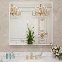 LOAAO 36x36 Inch White Metal Framed Bathroom Mirror for Wall, White Bathroom Vanity Mirror Farmhouse, Large Rounded Rectangle Mirror, Anti-Rust, Tempered Glass, Hangs Horizontally or Vertically