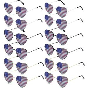 American Flag Sunglasses Heart Patriotic USA Sunglasses Independence Day Party Favors for Men Women 4th of July