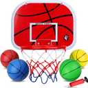 Mini Basketball Hoop Set for Kids Adults, Indoor Play Wall Mount Basketball Hoop for Door with 4 Small Replacement Toddler Basketballs, ABS Backboard Metal Rim Goal Sport Gifts for Pool Game Fun