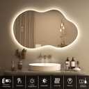 SMIROR Irregular Backlit Bathroom Mirror with Lights 40 x 24, Asymmetrical Cloud Led Lighted Vanity Mirror for Wall, Anit-Fog, Dimmable, Memory Function (Horizontal/Vertical)