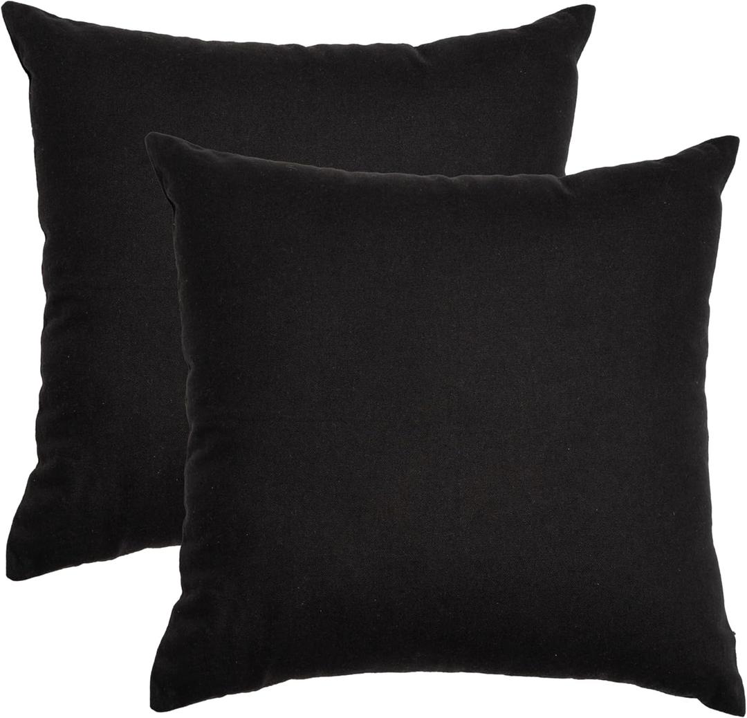 Cotton Throw Pillow Covers Black 24"x24" Set of 2 Decoration Gifts Zippered Throw Pillow Covers for Couch Sofa and Living Room - Outdoor & Indoor Square Pillow Cases - (Covers Only)