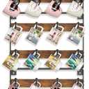 EsLuker.ly Mug Holder Hanger Rack Wall Mounted Wooden 3 Pack Coffee Cup Storage Organizer Display Shelf with 24 Movable Plastic Hooks, Ideal for Mug Collectors (Vintage Brown+Black)