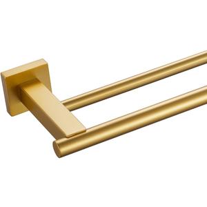 Miyili Bathroom 24-Inch Double Towel Bar Stainless Steel Bath Hand Towel Rack Wall Mount Gold Finish, A02G60B