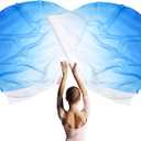 2 Pcs Set 32" Praise Dance Worship Flags with Scalable Rod for Kids Children Semicircle Praise Church Flags for Worship Dance Outdoor Practice Performance(White Blue)