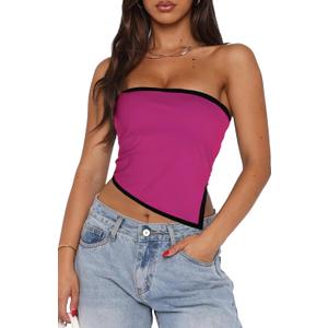 DISCIPBUSH Tube Tops for Women Sexy Cute Bandeau Strapless Tops for Women Sleeveless Summer Tube Top (Blue, M)