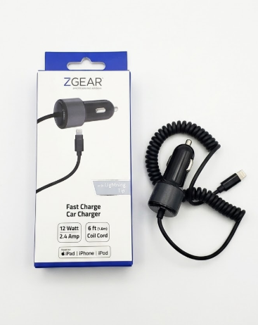 Zgear Fast Charge Car Charger 6Ft. Coil Cord