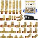 MuHize 37PC DOT Air Brake Fittings - Premium 1/8" 1/4" 3/8" 1/2" Brass Push-to-Lock Connectors & NPT, No-Tool Leak-Proof 250 PSI for Semi Truck, Trailer & RV Emergency Repair