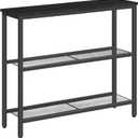 HOOBRO 29.5" Narrow Console Table, 3 Tier Entryway Table with Shelves, Thin Sofa Table, Behind Couch Table, Display Side Table, for Hallway, Entrance, Living Room, Black BB73XG01