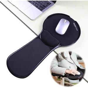 LL-COEUR Memory Foam Arm Support Wrist Rest for Table and Chair, Ergonomic Armrest Desk Extender, Multifunctional Computer Mouse Pad (Black)