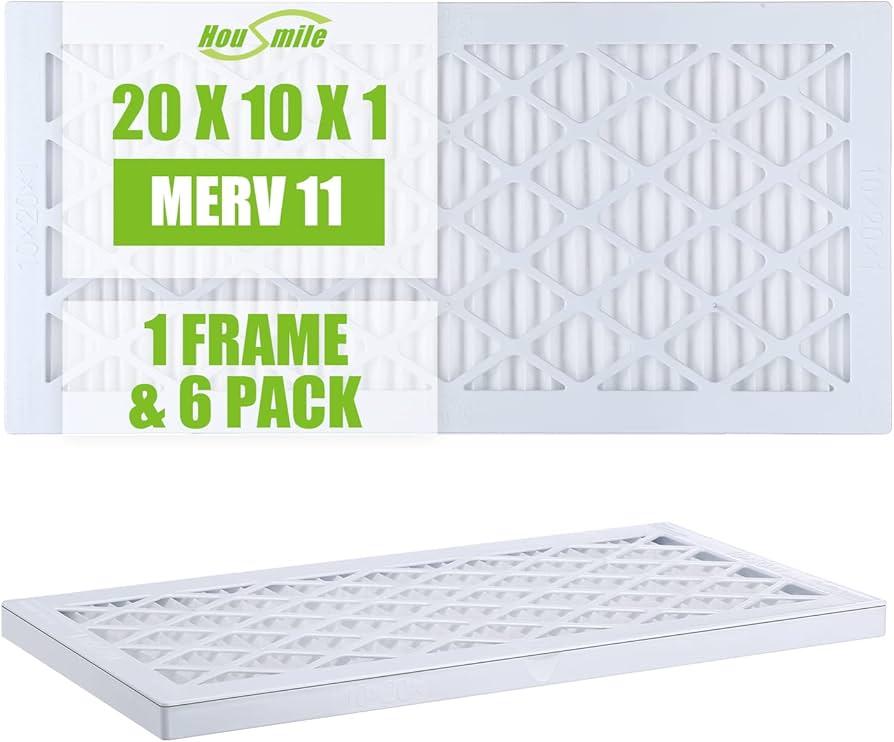 Housmile 16x20x1 Air Filter, 6 Pack, MERV 11, MPR 1000, ABS White Plastic Frame, Durable and Easy to Replace (exact dimensions: 15.6x20.6x 0.9 inch) 16×20x1 - 6 Pack
