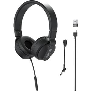 Maxell Wired Headphones with Detachable Boom Mic & Volume Control, Ideal for Classrooms, Offices, & Remote Learning, Reversible, 197304, Compatible with All USB-C Devices