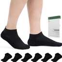 Bulinlulu Diabetic Socks for Men Women,6 Pairs Low Cut Non Binding Diabetic Ankle Seamless Socks for Men, Black-Large