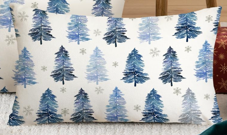 AACORS Christmas Pillow Cover 12X20 Inch Christmas Tree Snowflake Decoration Holiday Farmhouse Winter Pillow Case Decor for Home Sofa Couch (Green) AA223-12
