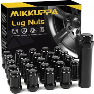 MIKKUPPA 24pcs M12x1.5 Lug Nuts - Replacement for 1995-2015 Toyota Tacoma 4WD, 2016-2021 Tacoma, 2000-2006 Tundra 2007-2020 FJ Cruiser Aftermarket Wheel - Black Closed End Lug Nuts with Socket