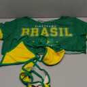 Women's 3 Piece Brasil Print Swimsuit Tie Backless Halter Bikini Set with Cover Up Tops (Large, Multicolor)