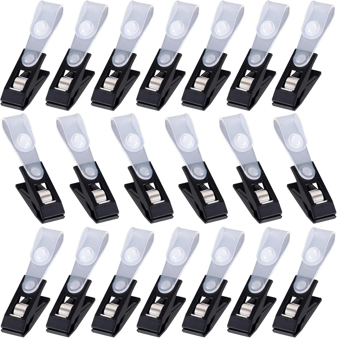 20PCS Plastic Garden Flag Clips, Lawn Yard Flag Pole Clips Anti-Wind for Small Flag Poles Stand -Black
