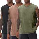 Arssm Sleeveless Shirts for Men Tank Tops Cotton Acid Wash Tees Muscle Workout Running Tank Tops, XL